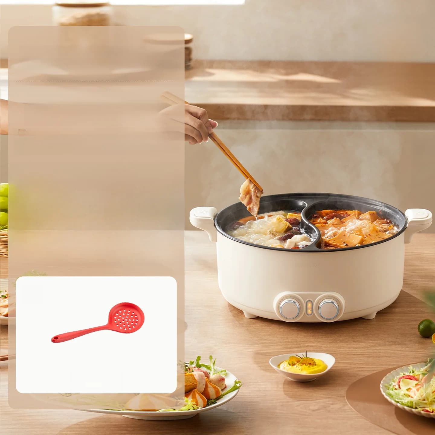 Ηλεκτρικό Hot Pot 7L Διπλής Ζώνης με Ανεξάρτητο Έλεγχο Θερμοκρασίας