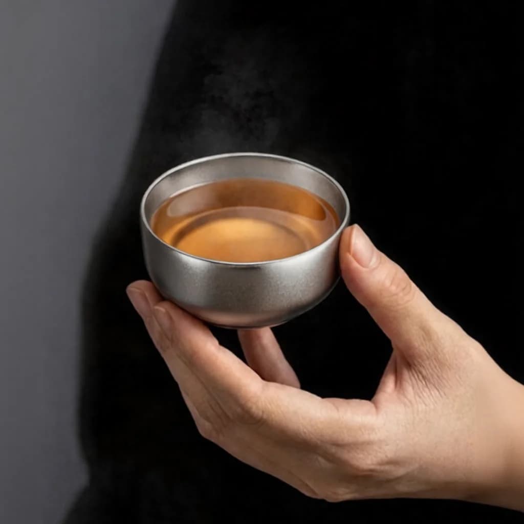 Σετ φλιτζανιών Gongfu από καθαρό τιτάνιο 55ml, χειροποίητο, απλό φινίρισμα