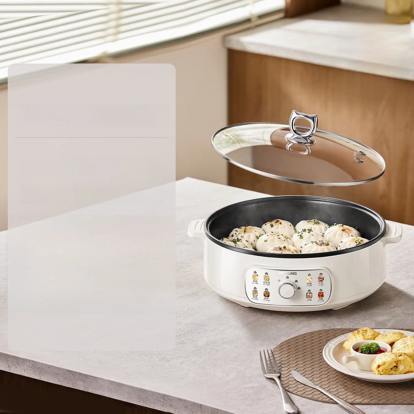 Ηλεκτρικό Τηγάνι Griddle με Καπάκι 1800W 3 Ρυθμίσεις Θερμότητας Αντικολλητικό