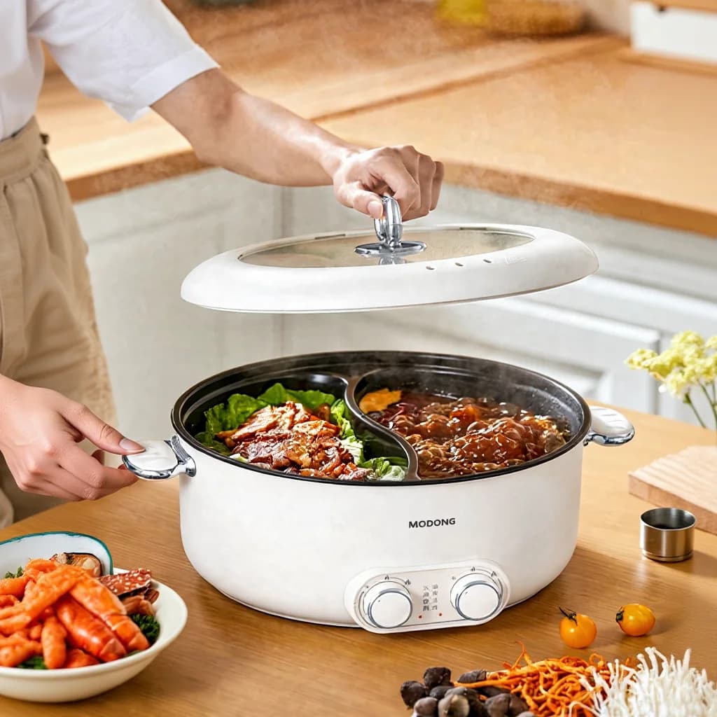 Ηλεκτρική κατσαρόλα hot pot με διπλό έλεγχο 6L, μεγάλη χωρητικότητα, αντικολλητική
