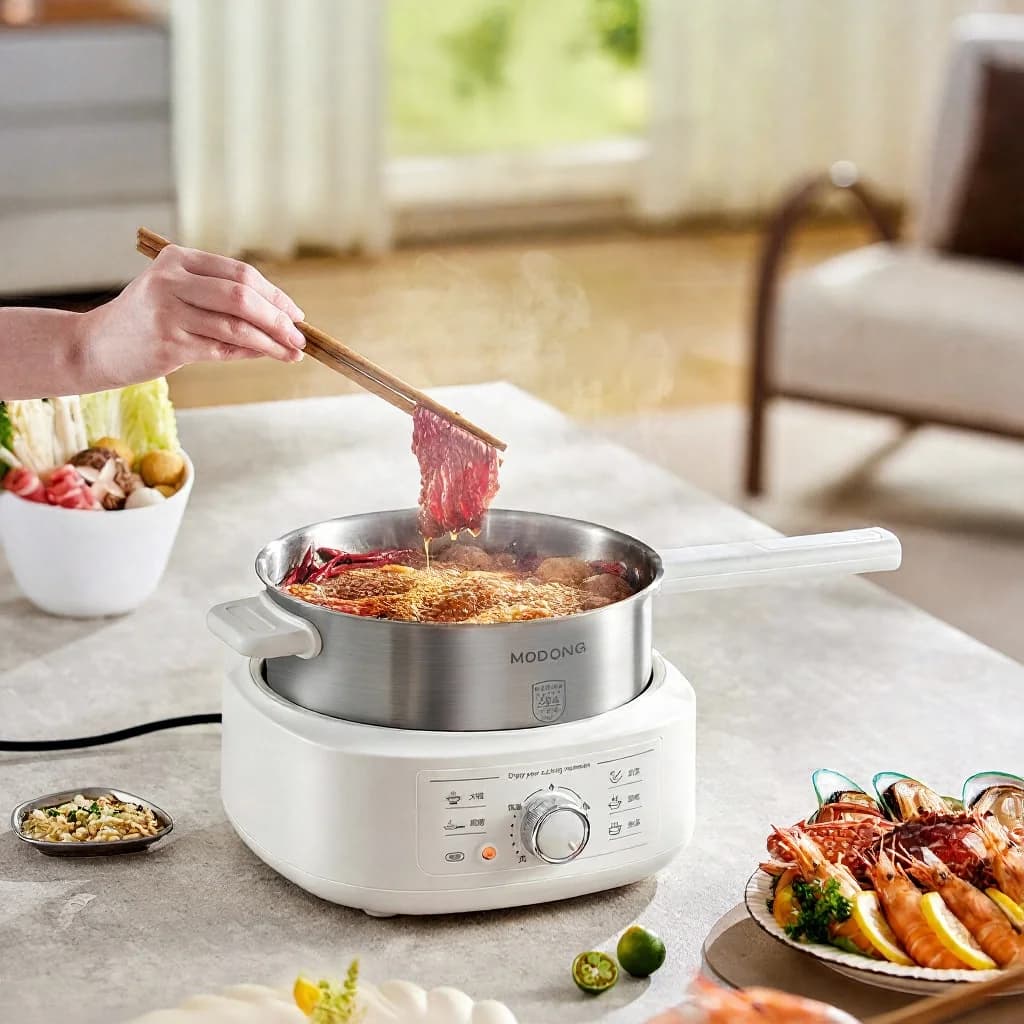 Ηλεκτρική κατσαρόλα hot pot από ανοξείδωτο ατσάλι με ατμομάγειρα, 3L, 220V