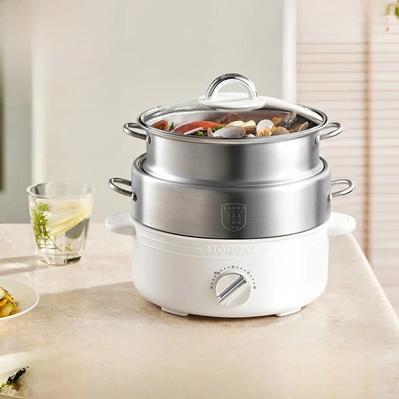 Ηλεκτρικό hot pot split από ανοξείδωτο ατσάλι 2L με 3 ρυθμίσεις θερμότητας