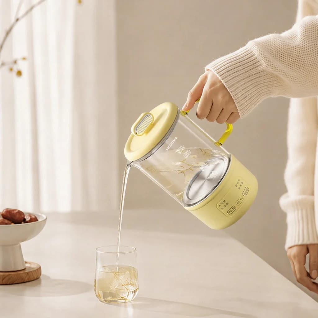Γυάλινη Ηλεκτρική Κανάτα Υγείας 600ml 500W με Διατήρηση Θερμότητας και Χρονοδιακόπτη