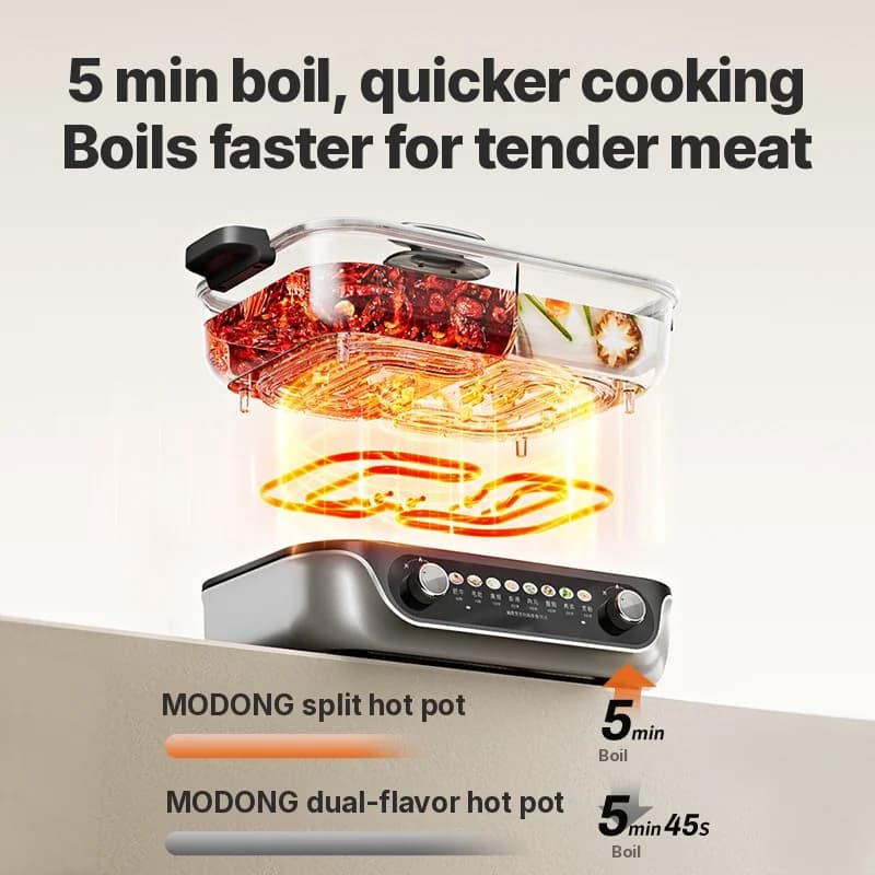 Διμερές Ηλεκτρικό Κατσαρόλι Hot Pot με Αντικολλητικό Εσωτερικό, Χωρητικότητα 8L
