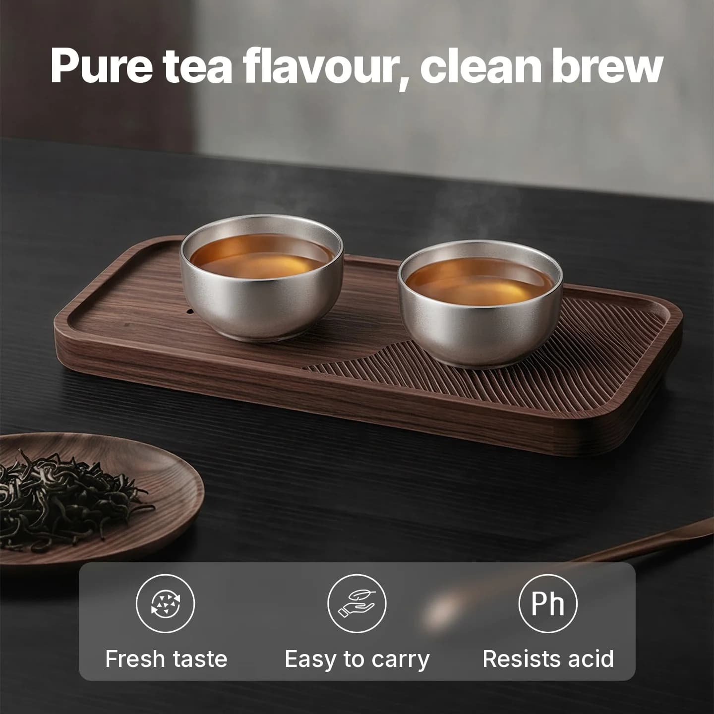 Σετ φλιτζανιών Gongfu από καθαρό τιτάνιο 55ml χειροποίητο με απλό φινίρισμα