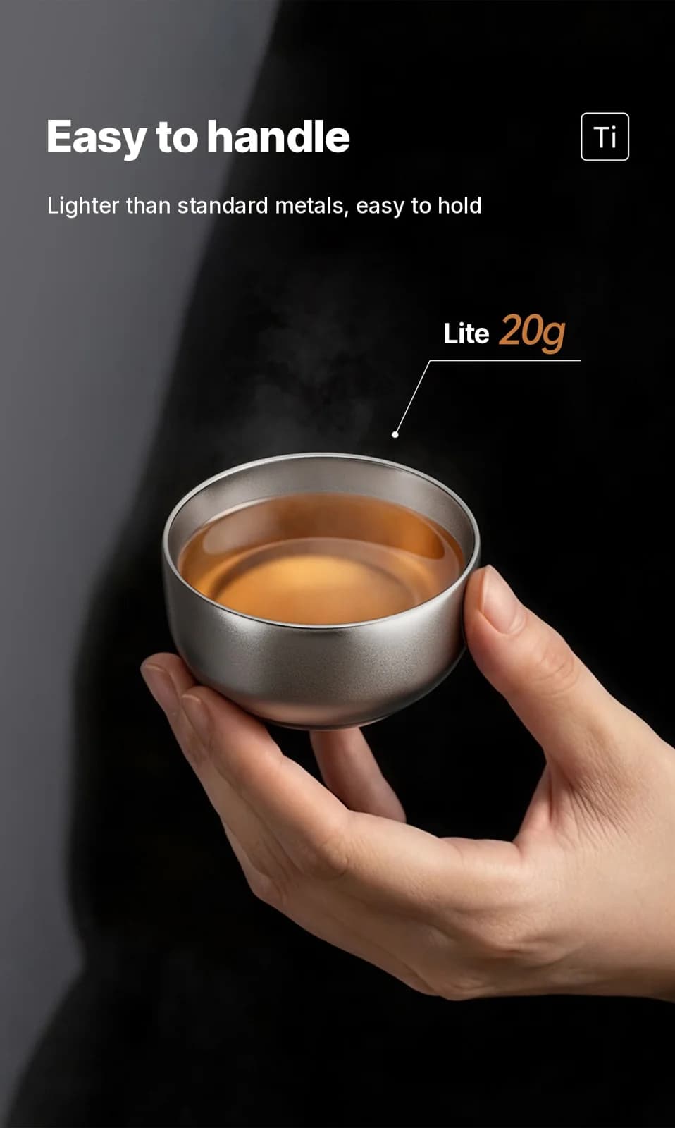 Σετ Κουπάκια Τσαγιού Gongfu από Καθαρό Τιτάνιο 55ml Χειροποίητα με Φινίρισμα Natural