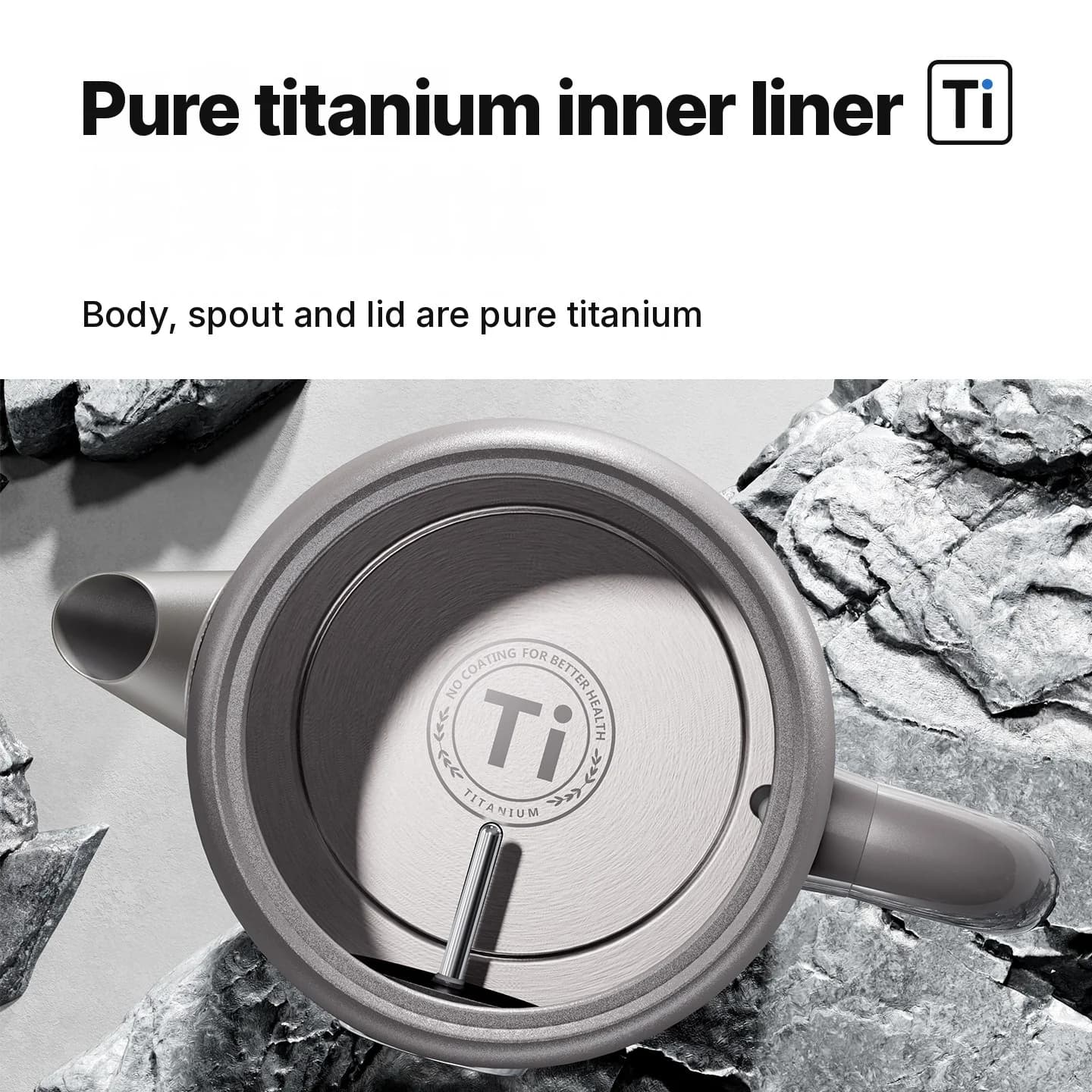 Βραστήρας από καθαρό τιτάνιο 1.8L με ένδειξη θερμοκρασίας