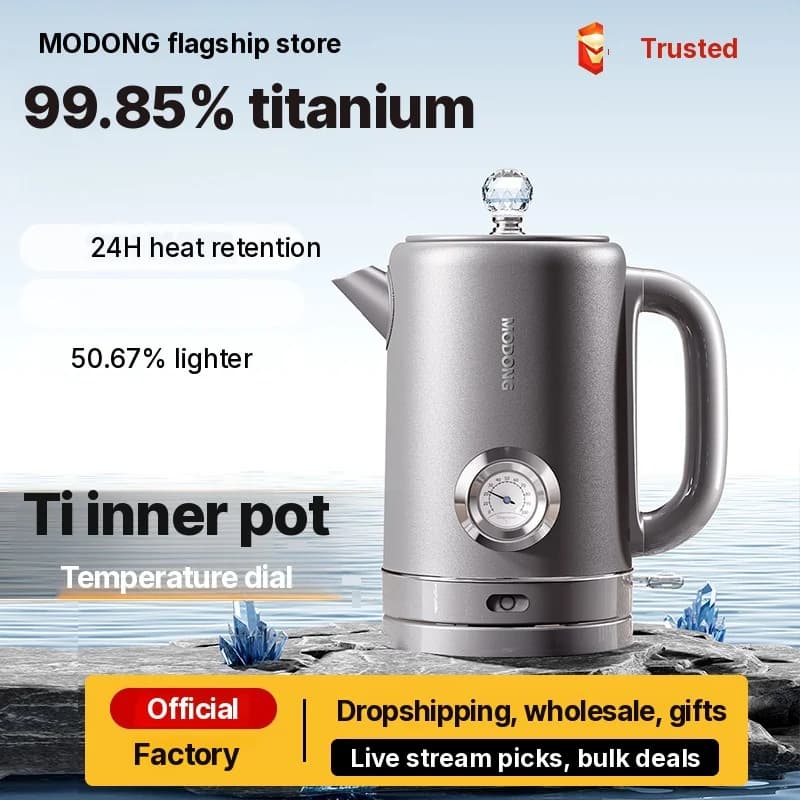 Βραστήρας από καθαρό τιτάνιο 1.8L με ένδειξη θερμοκρασίας