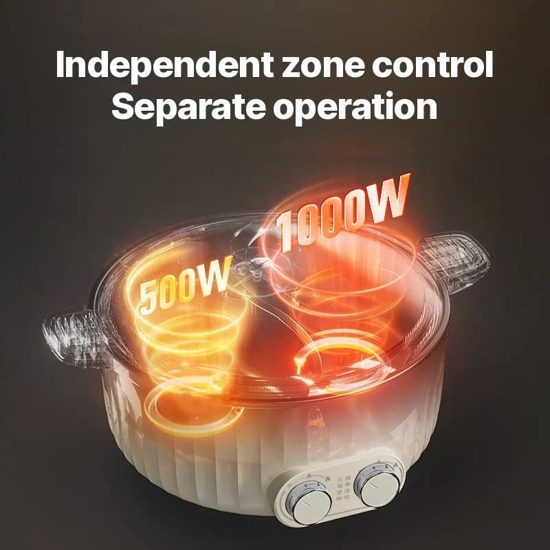 Ηλεκτρικό Hot Pot 7L Διπλής Ζώνης με Ανεξάρτητο Έλεγχο Θερμοκρασίας