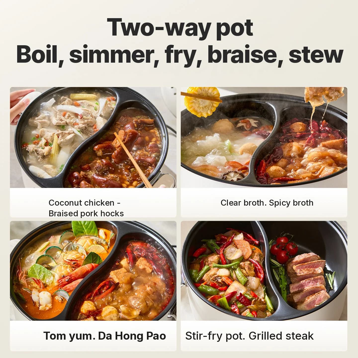 Ηλεκτρικό Hot Pot 6L Διπλής Ζώνης με Ανεξάρτητο Έλεγχο Θερμοκρασίας