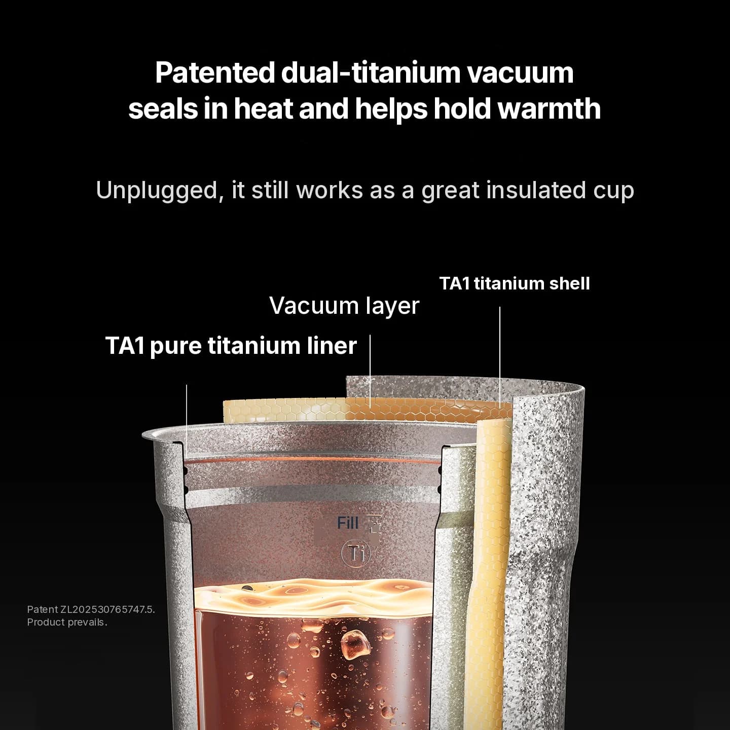 Φορητή Κούπα Θέρμανσης από Τιτάνιο 400ml με Ένδειξη Θερμοκρασίας