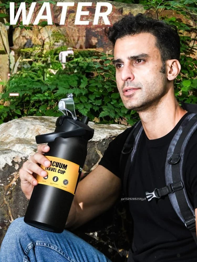 Μεγάλος Αθλητικός Θερμός με Καλαμάκι 0.8-1.5L